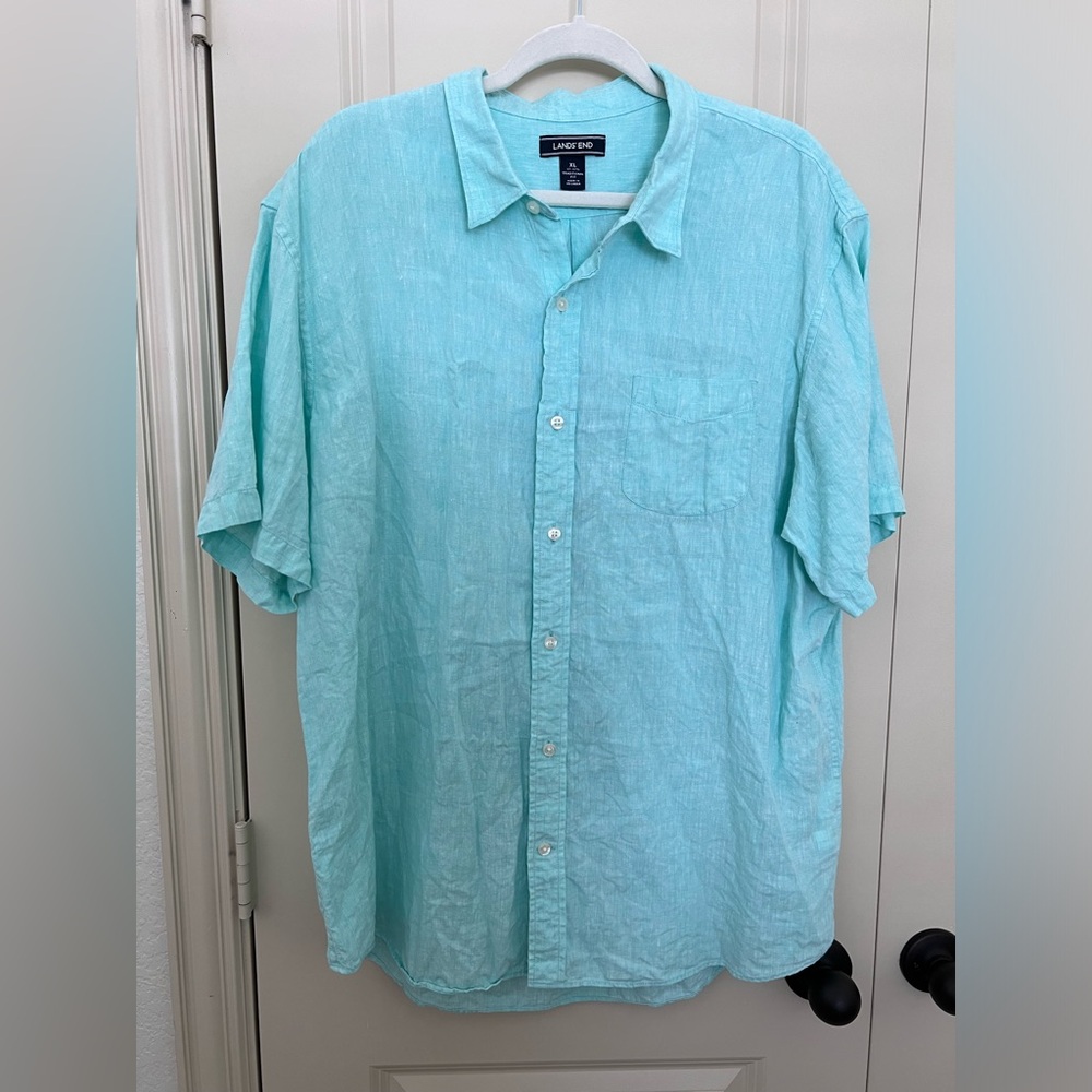 Blue Land’s End short sleeve button down